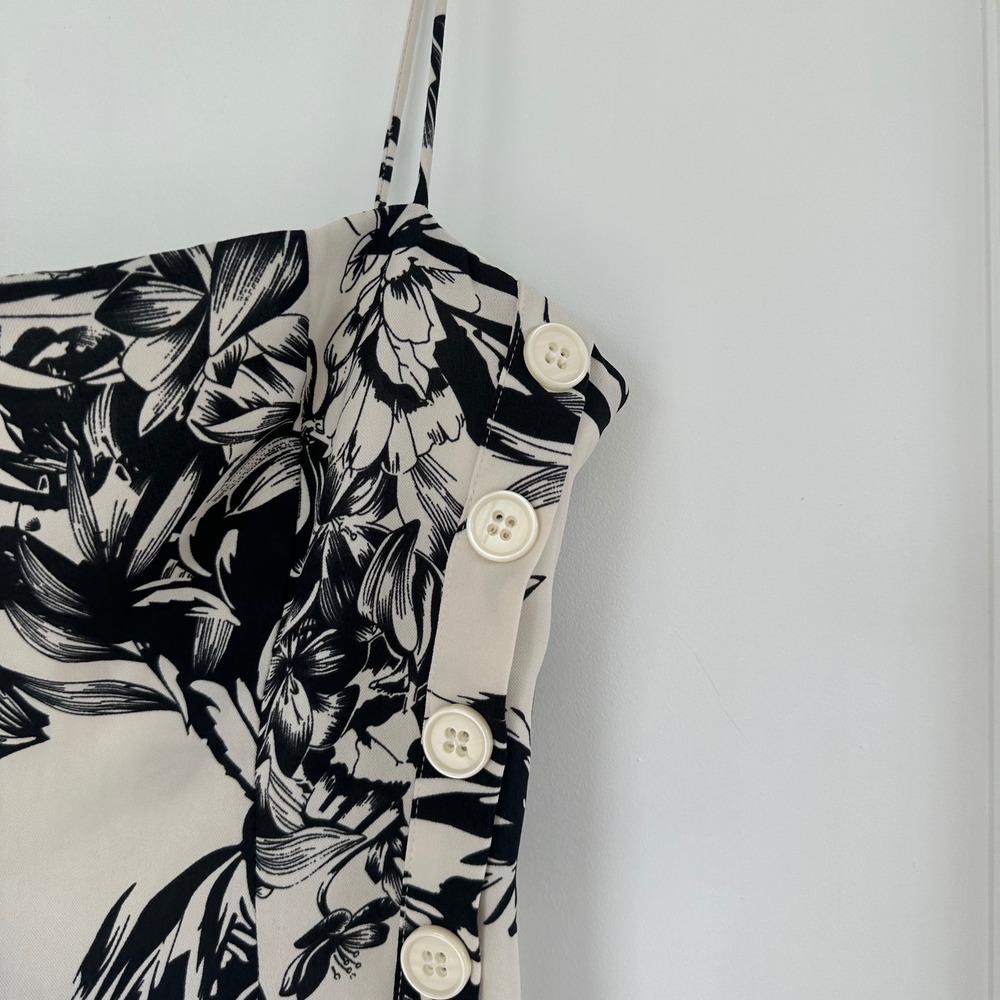 Superdown Sherry Floral Mini Dress Side Button Detail Black White XS Womens - Picture 5 of 13